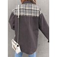 thumbnail image 2 of SHAR Women's denim jacket, long sleeve plaid button down shirt jacket, 2 of 5