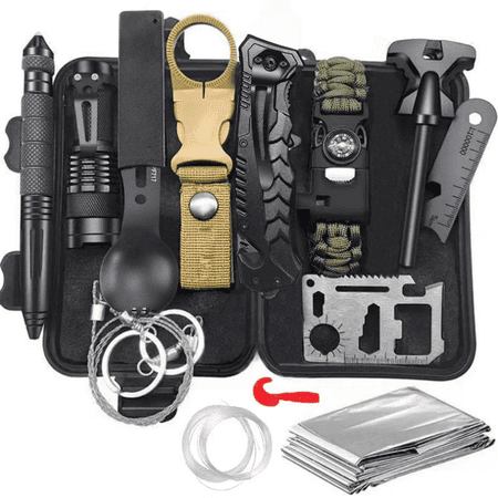 LEEYNEER Gifts for Men Dad Husband Him Fathers Day Survival Gear and Equipment 12 in 1 Survival Kits Cool Unique Fishing Hunting Anniversary Birthday Gifts for Him Teen Boy Boyfriend W