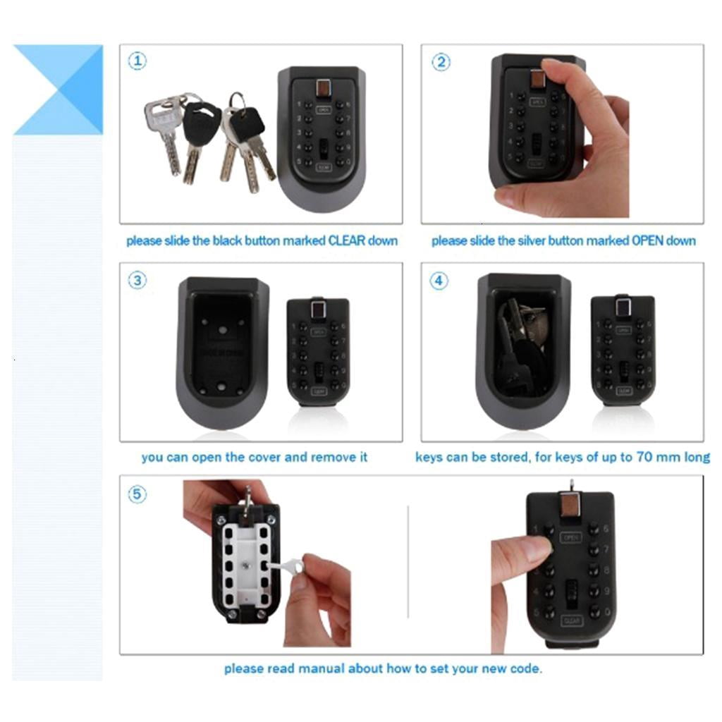 Key Box Wall Mounted 10 Digit Combination Key Safe Lock Storage Case Conatiner