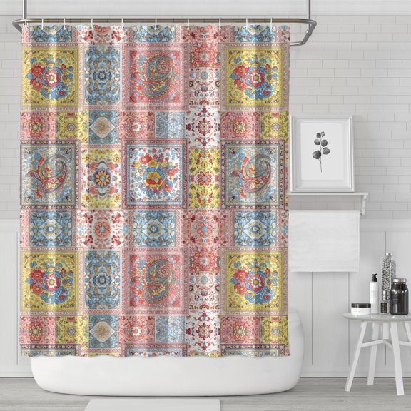 Pioneer Flower Floral Print Pattern Shower Curtain 84”x72", Bathroom Decorative Shower Curtain Set with 12 Hooks, Waterproof Washable