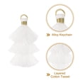 thumbnail image 3 of 10Pcs Mini Borlas Tri-Layered de 1.6" Charm de Bolsa Bohemio Llavero para Proyectos DIY (Blanco), 3 of 7