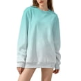 thumbnail image 3 of Women's Oversized Long Sleeve Sweatshirt, Tie Dye Gradient Color Pullover, Loose Fit Crewneck Top, Plus Size Casual Streetwear, Fall Winter Long Sleeve Crewneck Sky Blue XXL, 3 of 9