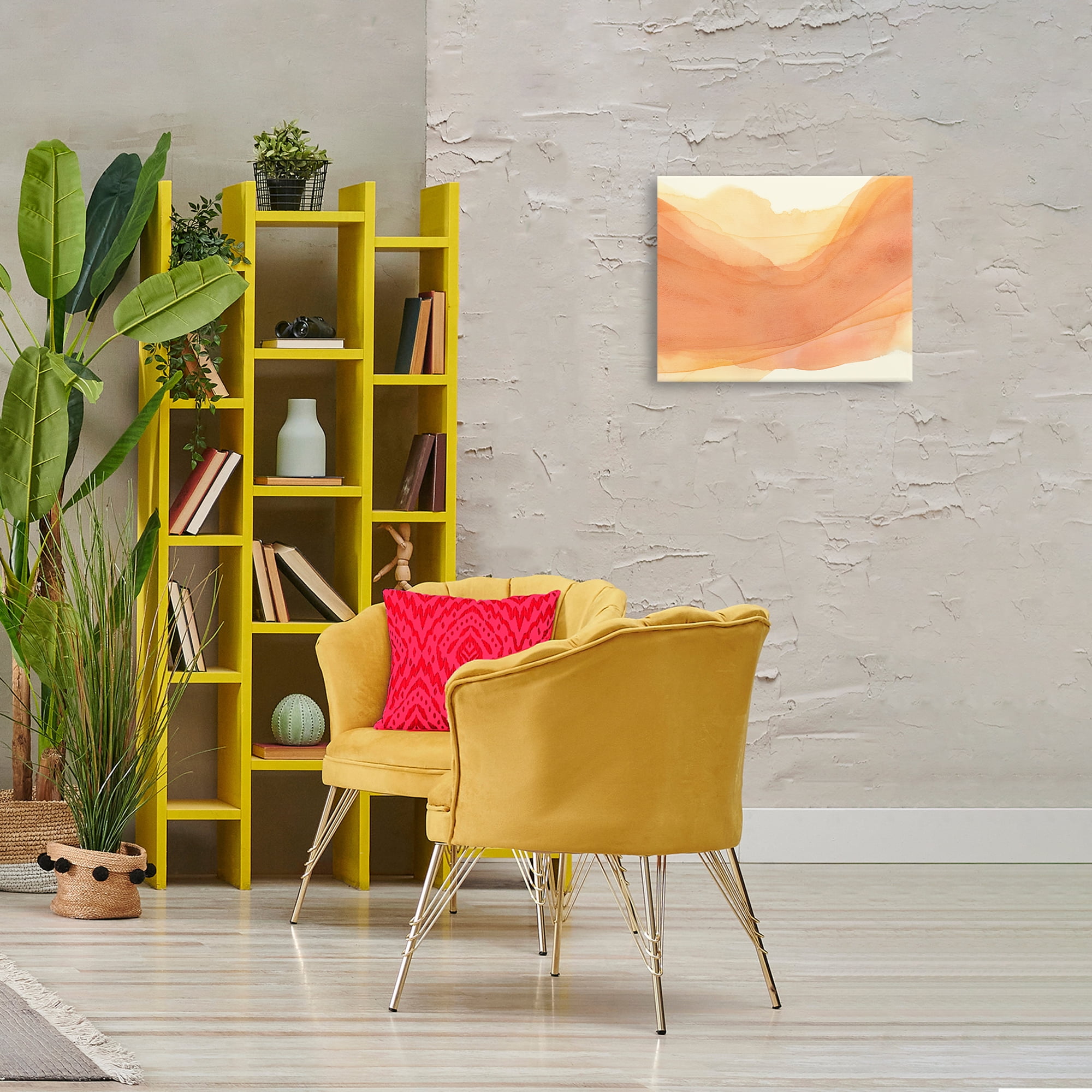 Stupell Industries Orange Splash Wave Abstract Painting Wrapped Canvas Art Print Wall Art, 20 x 16