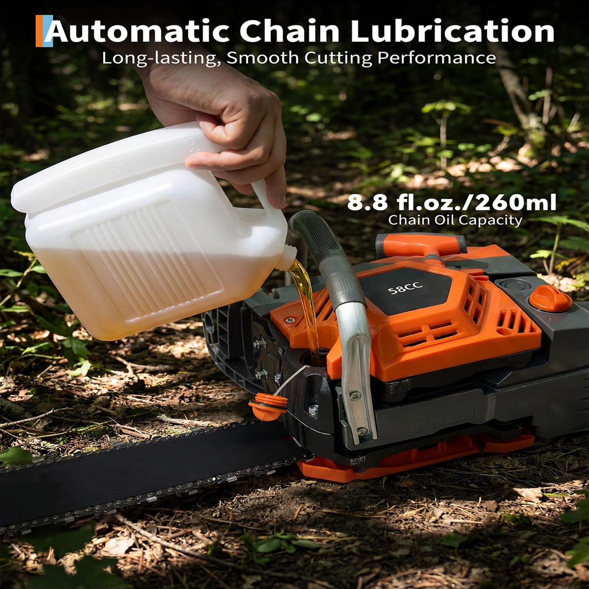 Ataucjin Gas Powered Chainsaw 52cc 2-Stroke, Features Automatic Chain Lubrication & Quick Start, Ergonomic Handle for Heavy-Duty Tree Trimming and Land Clearing