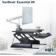Vari - VariDesk Essential 30 - Two-Tier Standing Desk Converter for Home Office - Adjustable Sit Stand Desk with 11 Height Settings - Standing Desk Riser for Monitor & Accessories - 30 Wide, Black