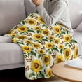 thumbnail image 3 of Sunflowers Blanket Soft Cozy Warm Throw Blanket for Couch, Plush Fuzzy Flannel Fleece Blankets for Sofa, Beige Botanical Yellow Florals Butterfly Bed Blankets Lightweight Gifts for Women, 30"x40", 3 of 9