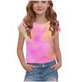 thumbnail image 2 of BRGZLK Summer Tops for Kids 2025 Spring Summer Fashion Tie-Dye Printed Tops Children's Round Neck Short Sleeve School Blouse T-Shirt Pink 13-14 Years, 2 of 6