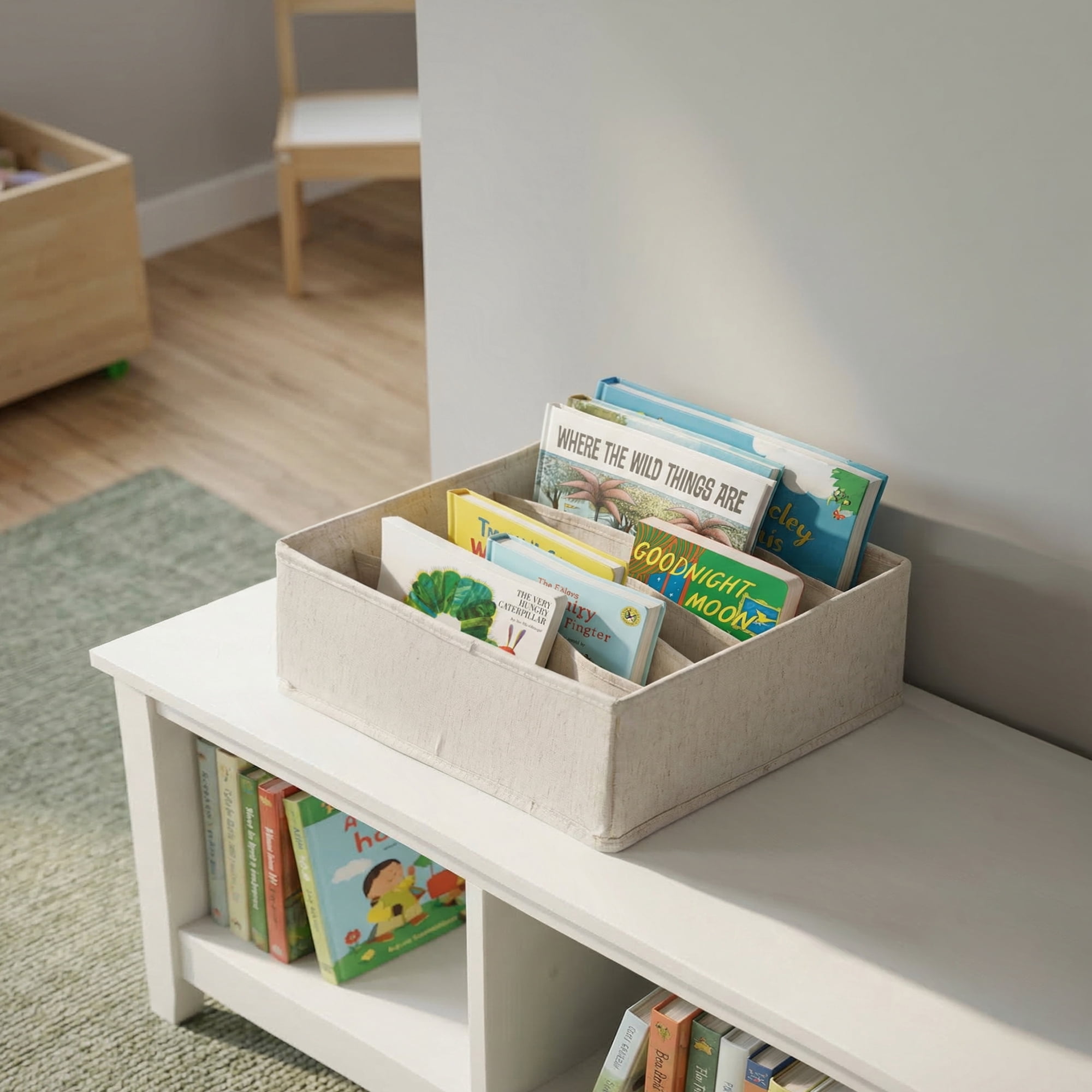 Unique Bargains 3Pcs Cube Fabric Collapsible Storage Baskets Beige 13.2*12*4.3in