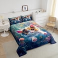 thumbnail image 4 of Erosebridal Literie Anime Chat Ensemble de Couette Full, Couette Chaton, Décoration Florale Fleur de Rêve, Réversible 3 Pcs, 4 of 8