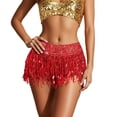 thumbnail image 1 of QHFBli Jupes à Sequins à Franges pour Femmes Shorts de Danse Festival Bas Rouge TP, 1 of 4