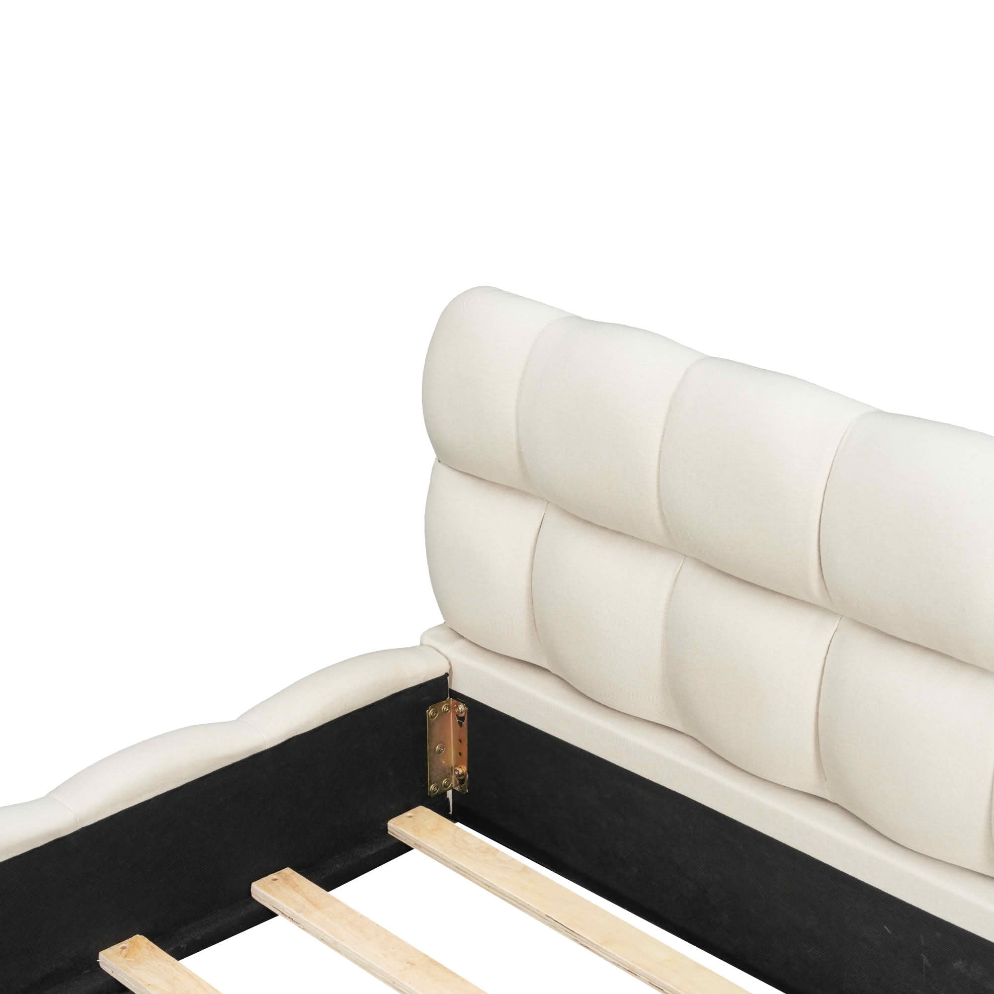 MAYEERTY Linen Upholstered Platform Bed with Elegant Design, Sturdy Stable Frame & Easy Assembly