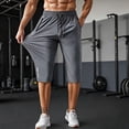 thumbnail image 2 of Sewkxo Men's Capri Pants 3/4 Joggers Gym/Workout/Hiking Below Knee Long Shorts Lightweight Quick Dry Shorts with Zipper Pockets,Gray XS, 2 of 5