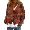 thumbnail image 1 of WRKEKC Maple Leaf Print French Wool Plush Jacket Button Front Fall Winter Soft Coat with Pockets for Coffee Run and Seasonal Style Coffee 3XL, 1 of 4