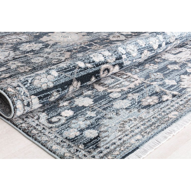 Stratford AM10B Smoked Gray Abstract Vintage Black Area Rug, 2'6