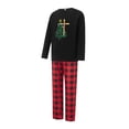 thumbnail image 3 of Pijamas navideños familiares a juego: camisa de manga larga con estampado de árbol de Navidad y pantalón a cuadros elástico para estar en casa., 3 of 10