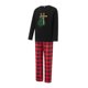 thumbnail image 3 of Pijamas navideños familiares a juego: camisa de manga larga con estampado de árbol de Navidad y pantalón a cuadros elástico para estar en casa., 3 of 10