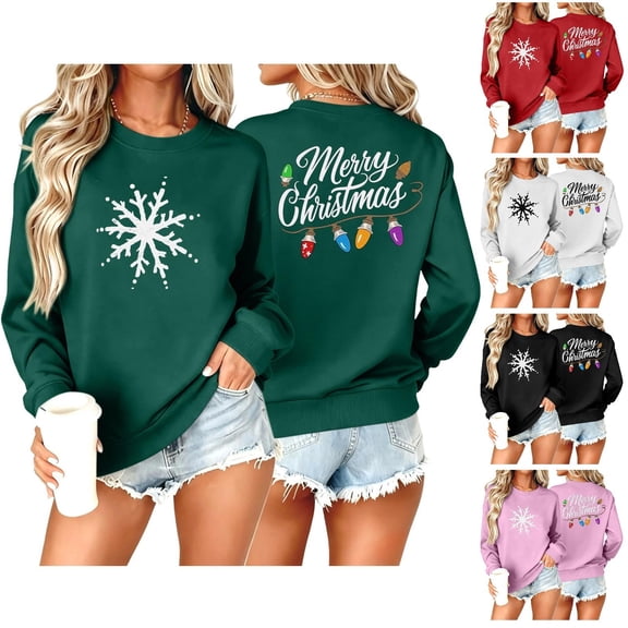 Taqqpue Women Christmas Sweatshirt Vintage Funny Xmas Tree Graphic Fleece Linend Pullovers Fall Winter Crewneck Oversized Long Sleeve Tops Ugly Christmas Sweater for Women