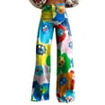 thumbnail image 2 of Women's Casual Pants 2025 New Summer Flower Wide Leg Pants Lightweight And Loose Casual Colorful Pants Imitation Jeans,Blue Women's Casual Pants XXXXL, 2 of 4