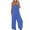 Blue, variant on Todays Sale Jumpsuits for Women Loose Sleeveless Spaghetti Strap Romper Ribbed Knit Wide Leg Overalls Solid Color One Piece Jumper Pants with Pockets Blue M