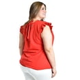 thumbnail image 4 of Blusa con manga de olan y moño en espalda Roman Fashion /Tallas Extras, 1888 (Rojo) rojo 38, 4 of 6