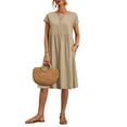 thumbnail image 1 of Vestido midi Zhyaj con cuello redondo y manga corta casual para mujer, 1 of 5