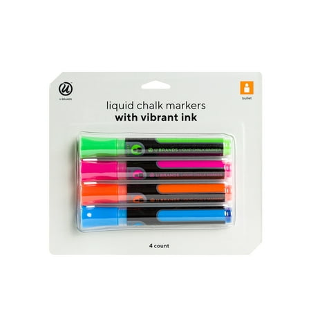 U Brands Liquid Chalk Dry Erase Markers, Bullet Tip, Assorted Colors,