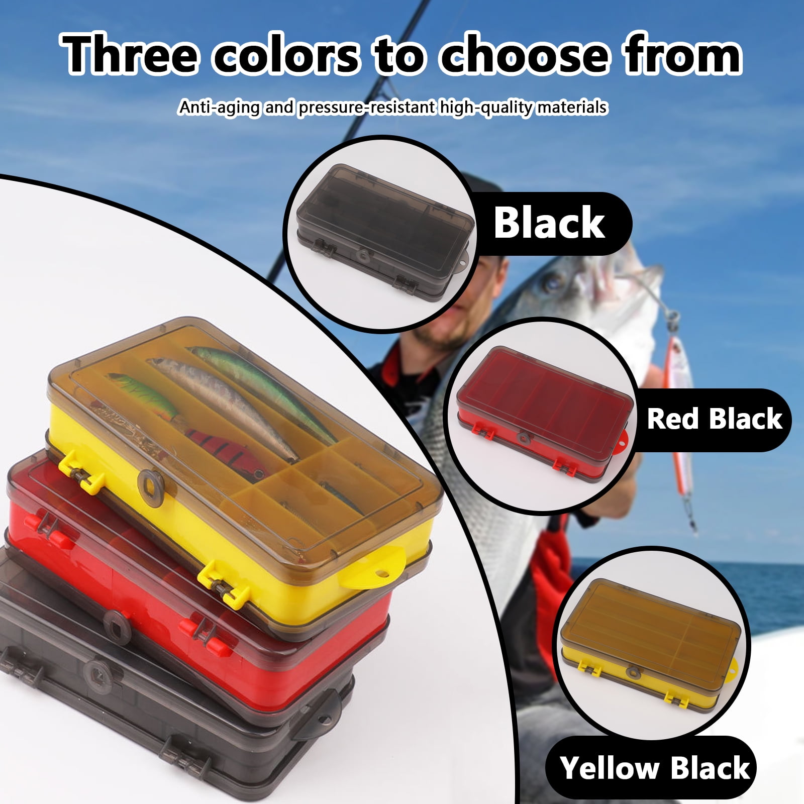 Arcticwind Double-Layer Lure Box,Fake Bait,Soft Bait,Clear Double Layer Waterproof Fishing Gear Multi-Functional Storage Box,A Multifunctional Storage Box,Tackle Box,Yellow