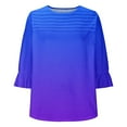 thumbnail image 4 of Lmnyox Women's Bell Sleeve Shirts Pleated Front Scoop Neck Casual Blouses 2025 Summer Fashion Tunic Tops, 4 of 6