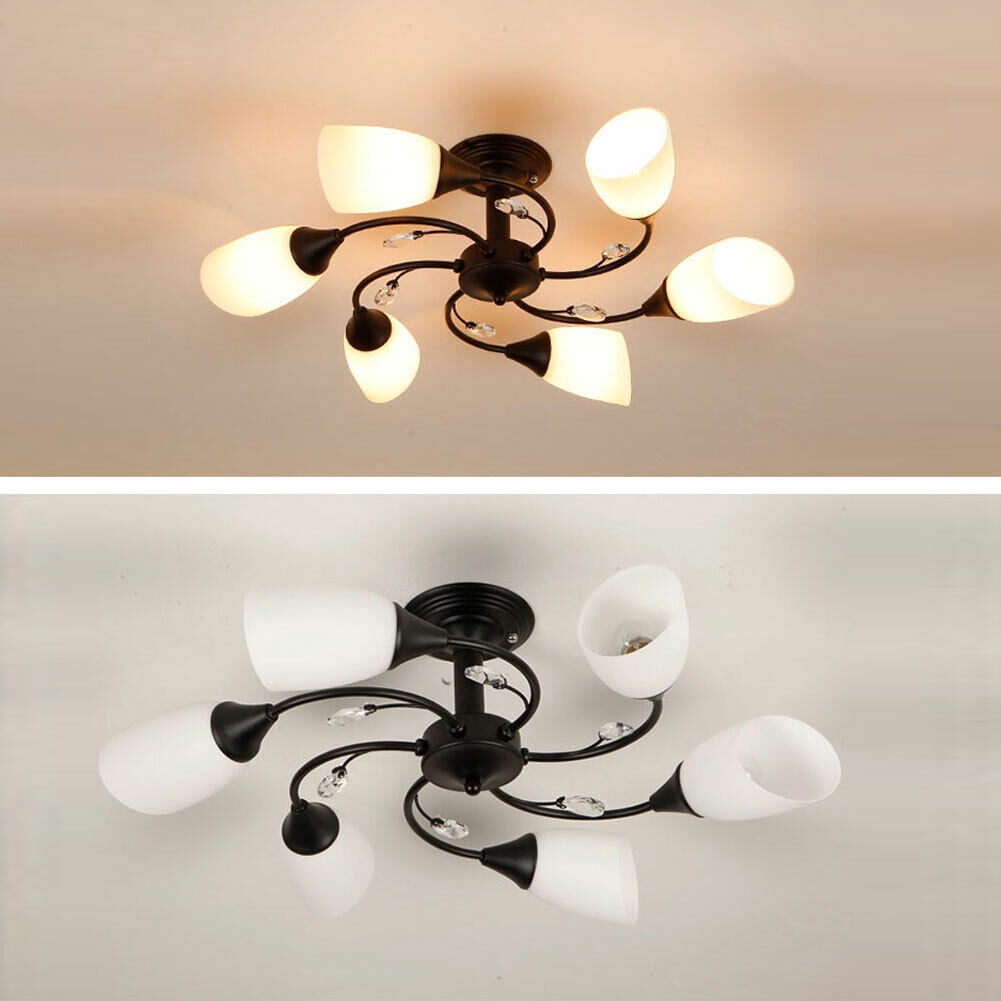 DENEST 6-Heads Modern Ceiling Light Living Room Chandelier Lamp Semi Flush Mount