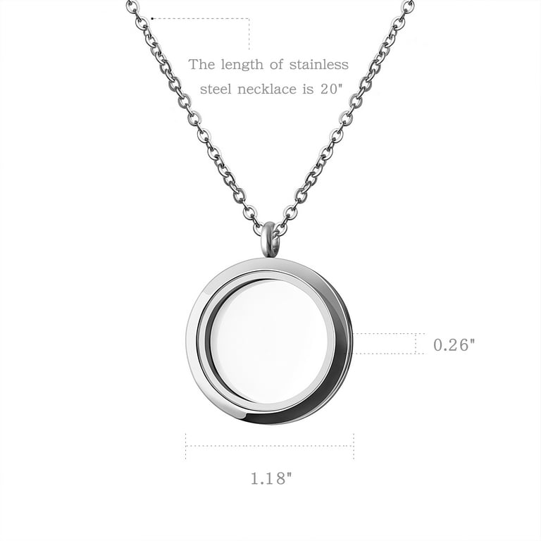 Anavia Memory Locket Charms Necklace Mini Photo Necklace for Photos Handmade Love Note Anniversary Wedding Birthday Christmas Gifts Silver No add wing charm Walmart