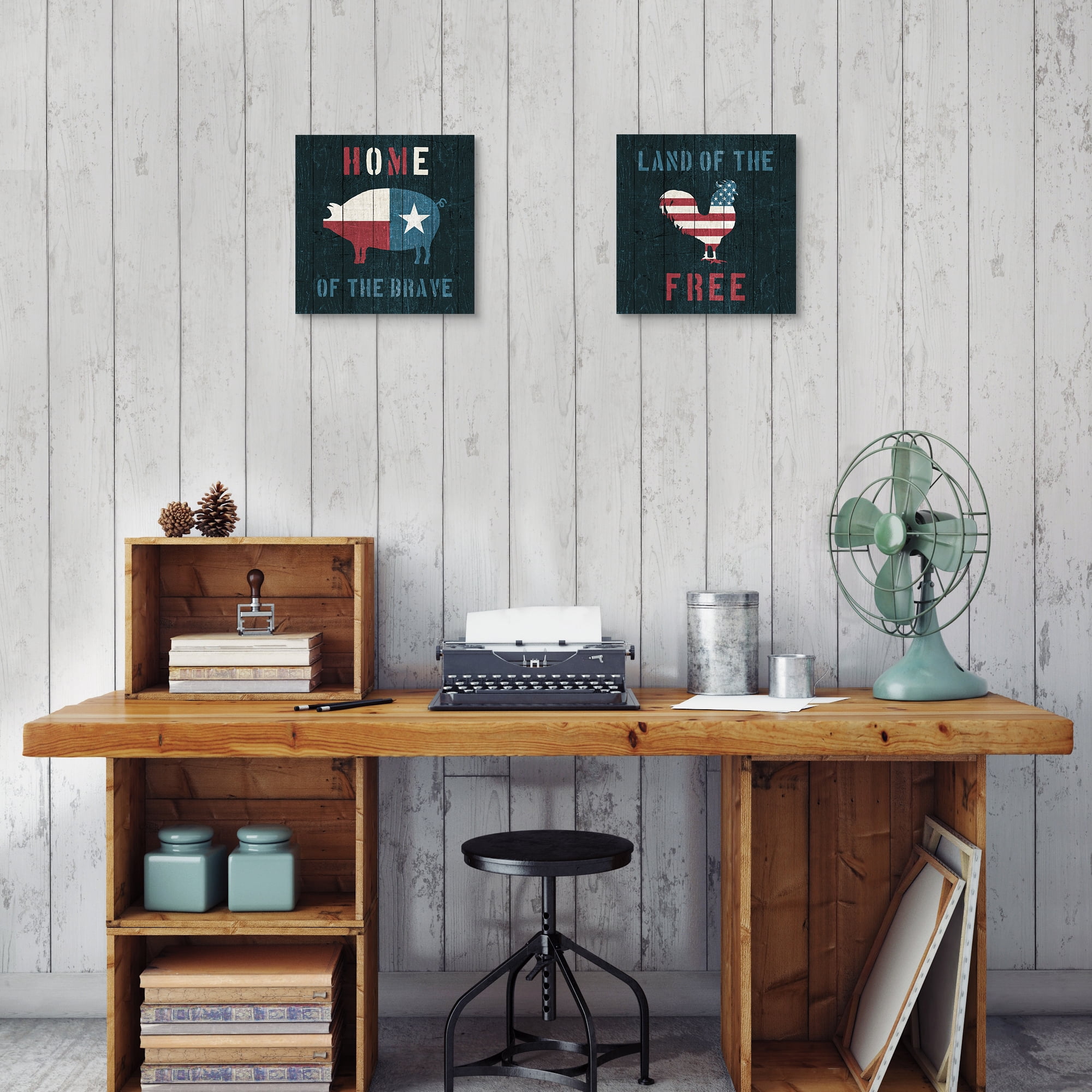 American Farm Texas & Rooster by Michael Mullan Set of Canvas Art Prints