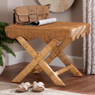 bali & pari Ishana Boho Storage Bench, Natural Rattan, Natural