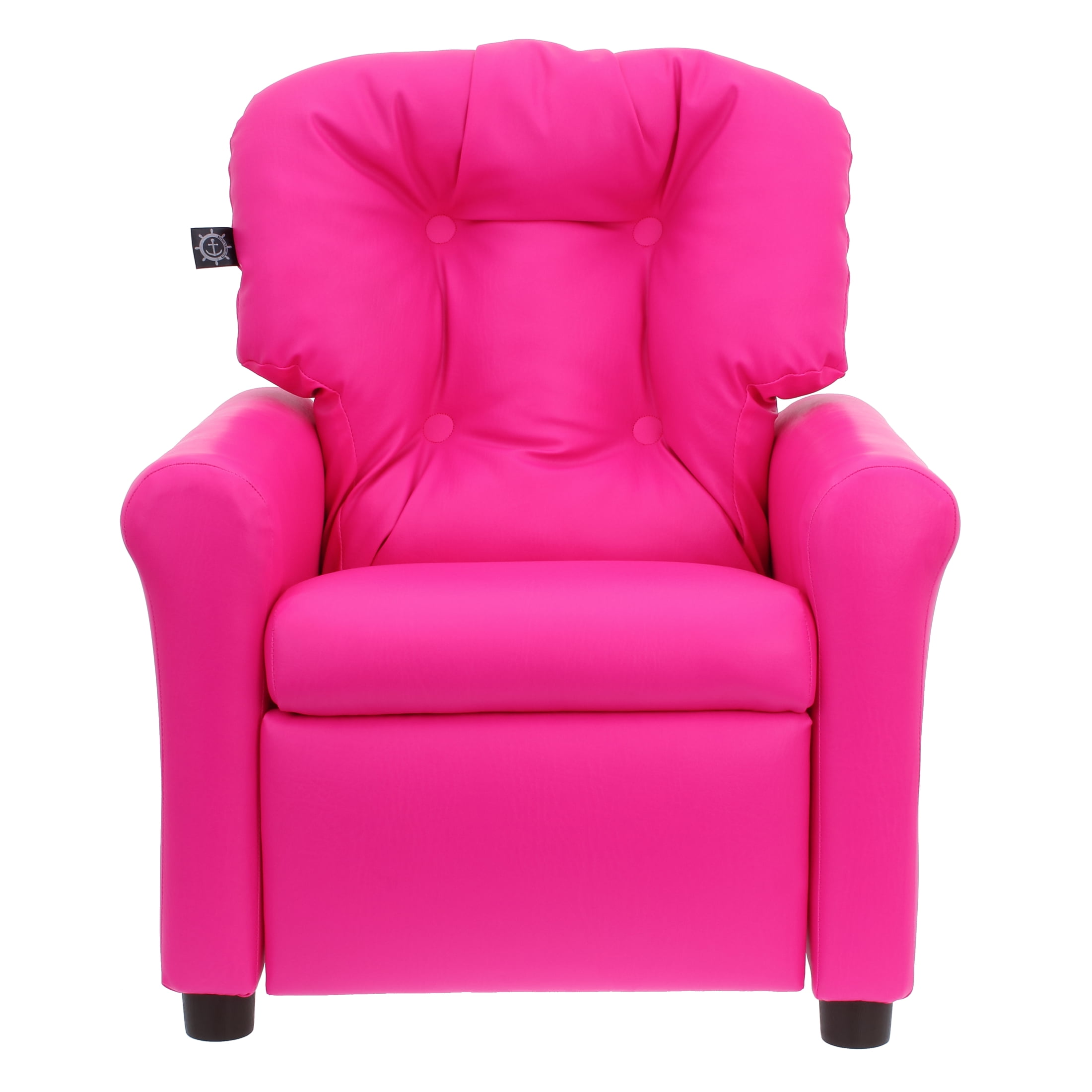 The Crew Furniture Traditional Kids Recliner Chair, Toddler Ages 1-5 Years, PU Faux Leather Hot Pink