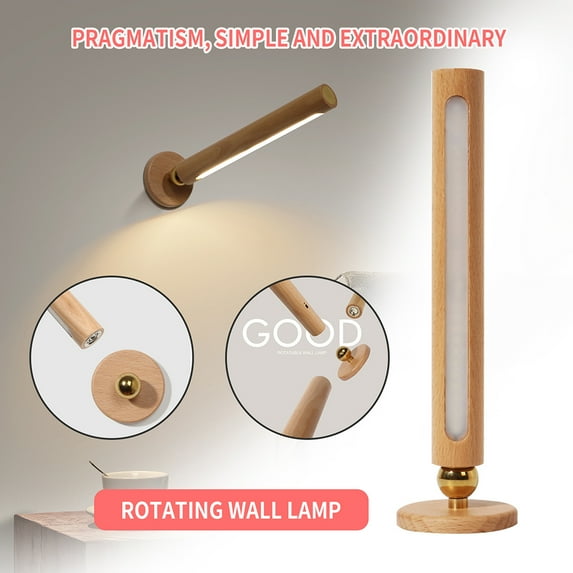 LANDGOO 1 Pair Magnetic LED Wall Sconce Stepless Dimming Night Light USB Rechargeable 360° Wall Lamp