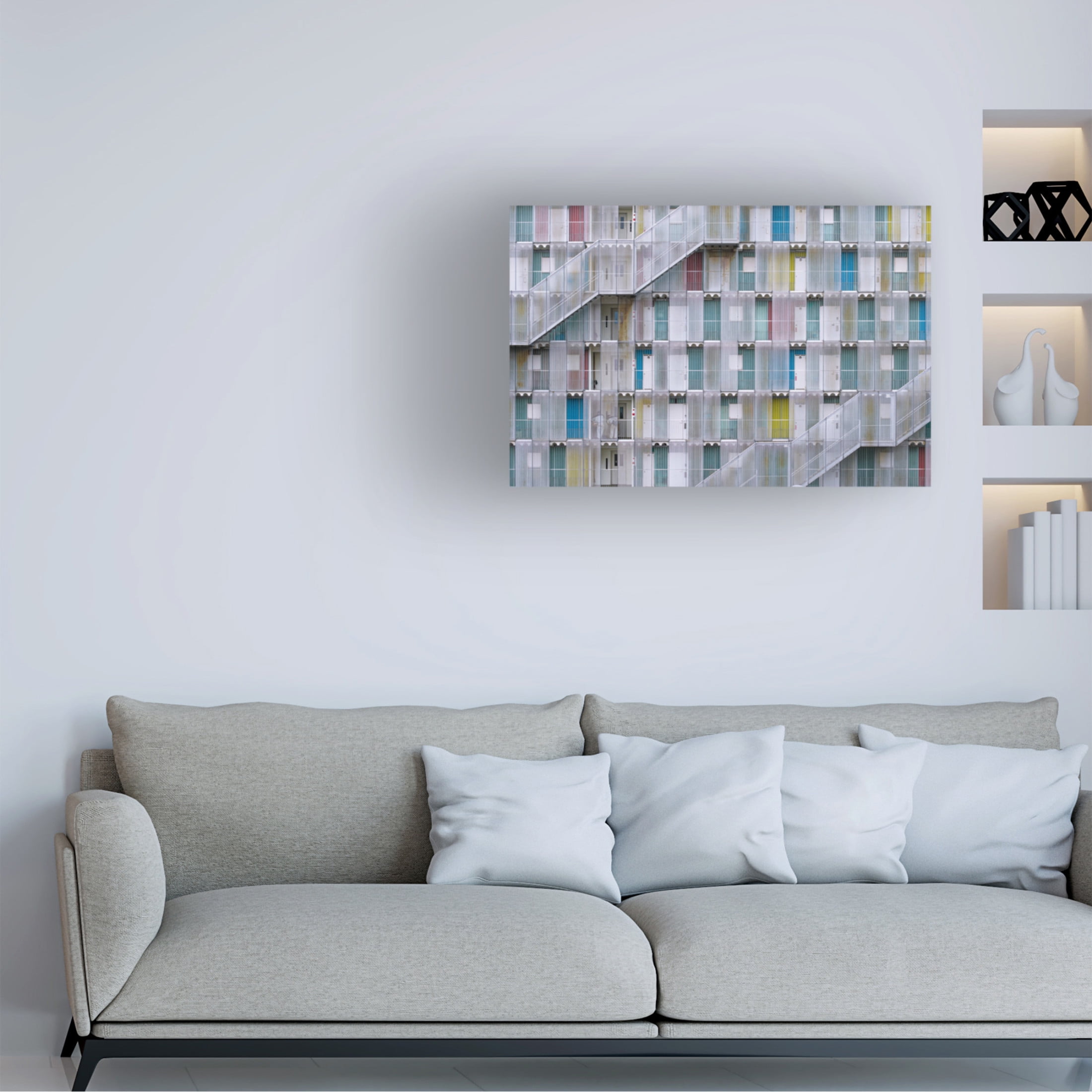 Canvas Wall Art - Takeshi Mitamura 'Pastel Color Doors' Wall Art for Living Room, Bedroom, or Office Décor by Trademark Fine Art - 32 x 22 Inches