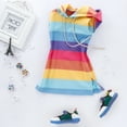 thumbnail image 5 of One opening 2020 New Kid Girl Rainbow Dress Baby Girl Summer Clothes Colorful Stripe Outfit Hooded Dress Sunsuit 1-7Y, 5 of 6