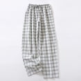 thumbnail image 2 of BRGZLK Pants Women Rawstring Pants Cotton Wide Leg Y2K Plaid Pajamas Pants Elastic High Waist Checkered Lounge Pj Pants Going Out Trousers, 2 of 4