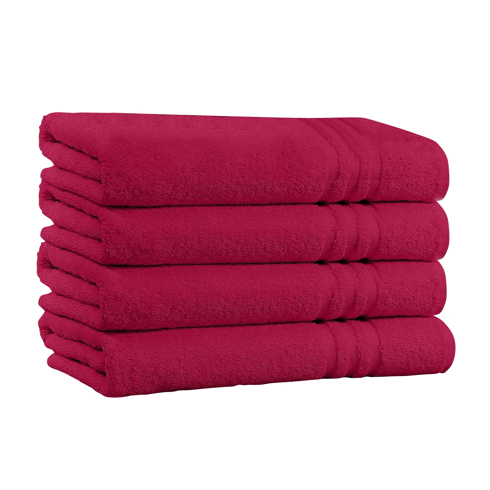 100% Cotton Bath Towels Pack of 4 - Extra Plush & Absorbent Hot Pink Bath  Towels - 56 x 28 - 650 GSM