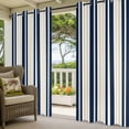 thumbnail image 5 of Outdoor Curtains for Patio Waterproof, Navy Blue Khaki Striped Windproof Pravicy Outside Porch Blackout Curtain, Modern Minimalist Ombre Lines Sun Blocking Curtains for Cabana 2 Panels 54"x84", 5 of 9