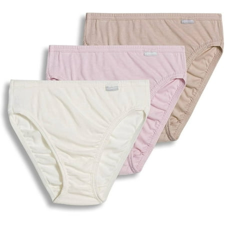 Jockey Women's Underwear Plus Size Elance French Cut - 3 Pack, white/pale cosmetic/pink shadow