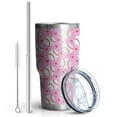 thumbnail image 2 of 30oz Pink Baseballs Pattern Tumblers Stainless Steel Tumbler with Lid and Straw,Vacuum Insulated Double Wall Travel Tumbler Cups Mug with Cleaning Brush for Coffee,Tea, 2 of 7