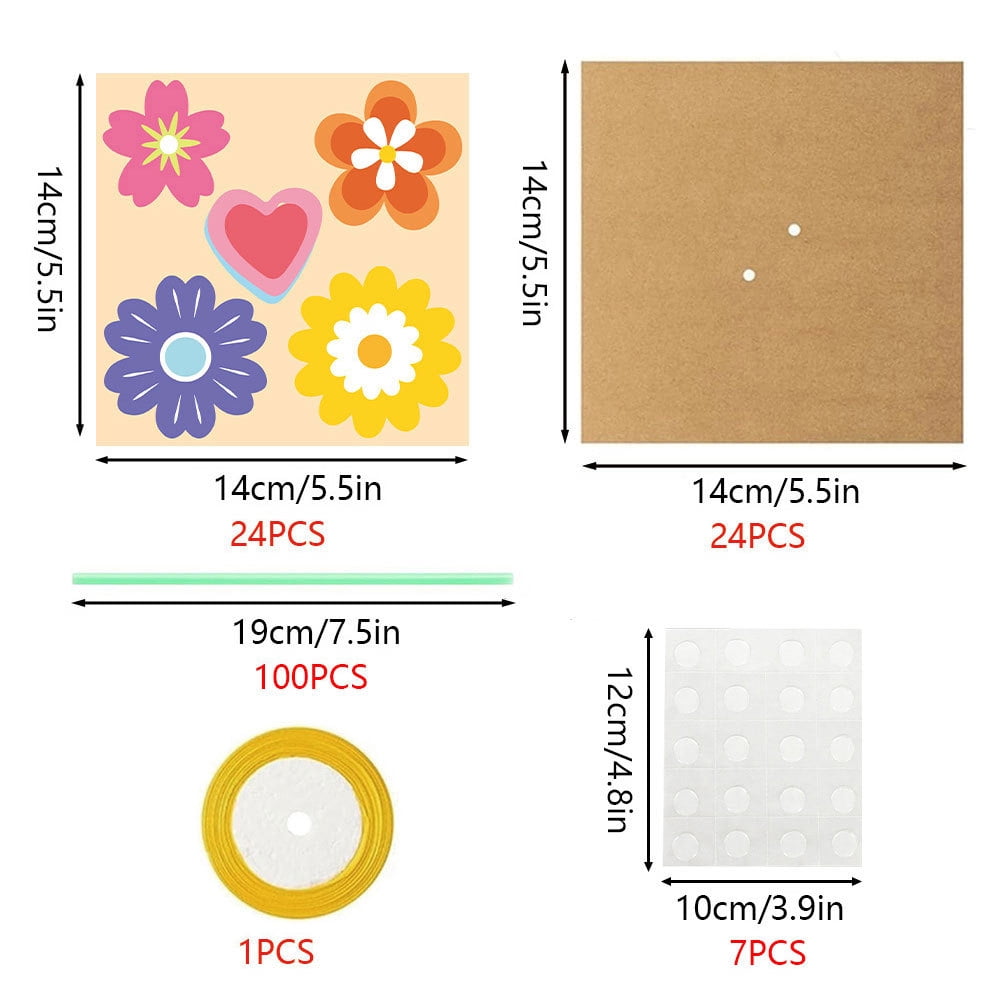 24 Set Flower Bouquet Craft Kit, Make Your Own Flowers Vase Art DIY Flower and Craft for Teacher Mother's Day Christmas Birthday Party Gift Decoration