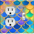thumbnail image 1 of Metal Light Switch Plate Outlet Cover Mermaid Blue Yellow MER014, 1 of 13
