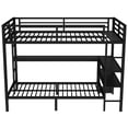 thumbnail image 5 of Full Over Twin Bunk Bed Frame with Charging Station and Desk, Heavy Duty Metal Beds Frame with Shelves and LED Light, Multiple Placement Bedframe for Bedroom, Mattress Not Included, Black, 5 of 9