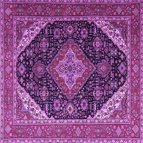 Ahgly Company Indoor Square Medallion Purple Traditional Area Rugs, 6' Square