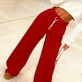 thumbnail image 5 of ClodeEU Womens Wide Leg Drawstring Elastic Waist Baggy Sweatpant,Casual Trouser with Pockets Red,Womens Plus S, 5 of 8