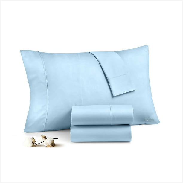 SGI Pillow Case Light Blue Solid 600 TC Standard 20x26" 2 Piece