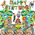 thumbnail image 2 of Fiesta temática de granja Granja Zenon Vajilla para fiesta de cumpleaños Pancarta Pastel Bandera colgante desechable Globo Zenon Decoración de cumpleaños, 2 of 2