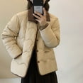 thumbnail image 4 of Fartey Puffer Coat for Women Lightweight Quilted Jacket Dressy Casual Button Lapel Coats with Pockets Winter Long Sleeve Warm Outerwear, 4 of 7