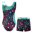 thumbnail image 2 of Ocealan Girls Floral Printed Gymnastics Leotard Shorts 2 Pcs Dance Outfit Tumbling Bodysuits Starry Black 16, 2 of 5